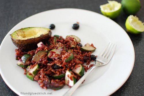 Avocadoreis-mit-Heidelbeeren