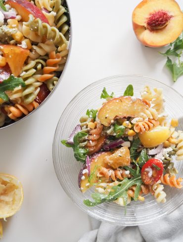 Sommersalat Nudelsalat Pfirsich