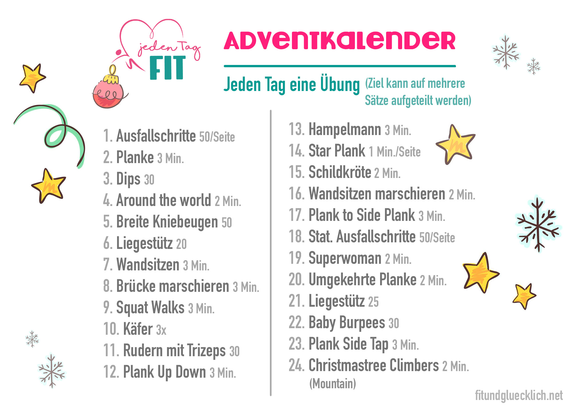 Fitness Adventkalender Fit & Glücklich